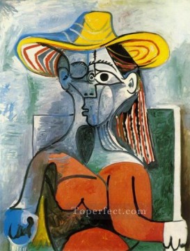パブロ・ピカソ Painting - 帽子をかぶった女性の胸像 1962年 パブロ・ピカソ